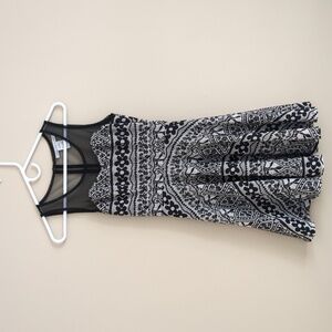 Small American Rag Dress Mesh Lace Floral Black White Back Zipper